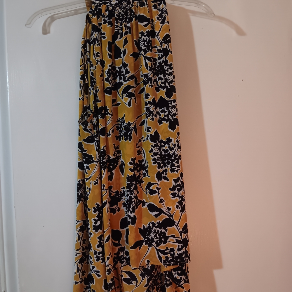 Floral Yellow and Black Women's Top